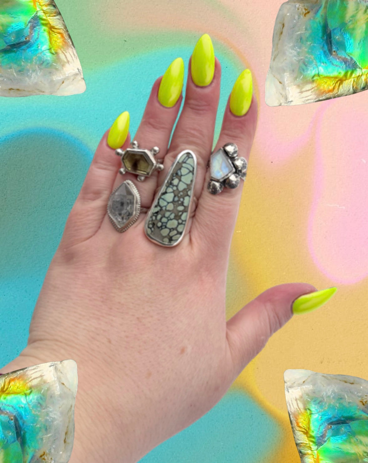 Smoky Phantom Quartz Ring, size 7.5