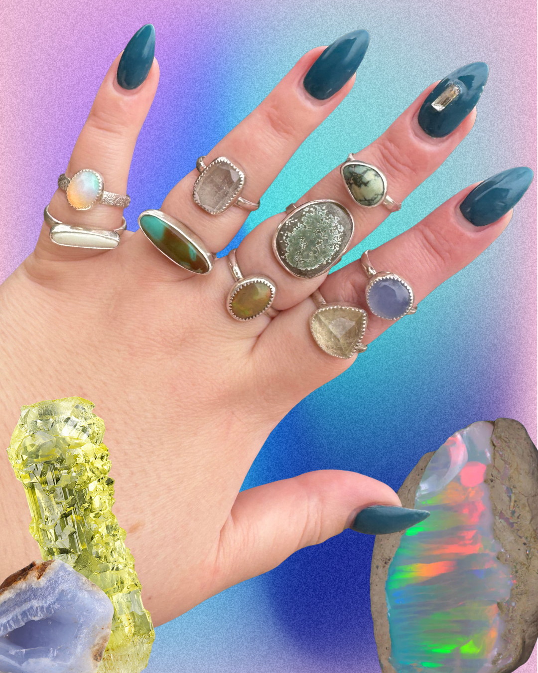 Turtleback Variscite Ring, Size 7.75