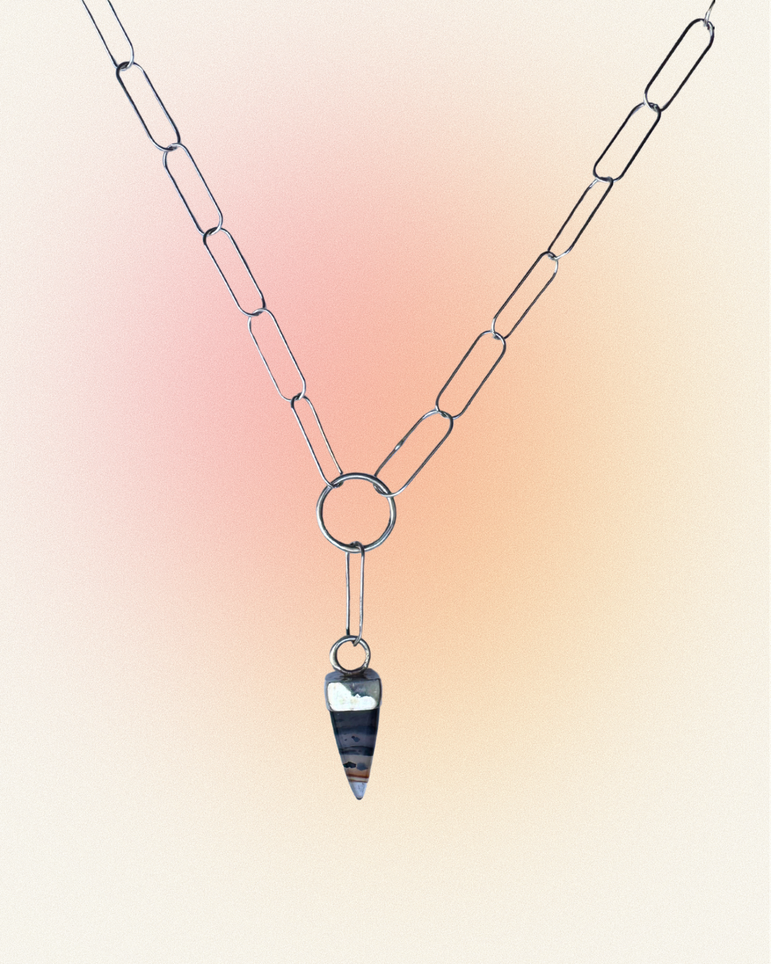 Montana agate sterling silver lariat style necklace