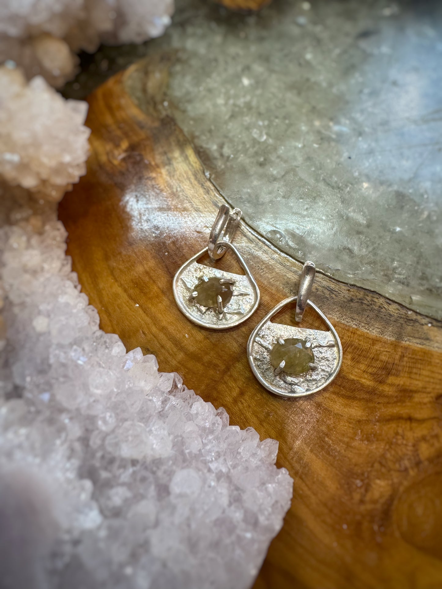 Rose cut yellow sapphire earrings