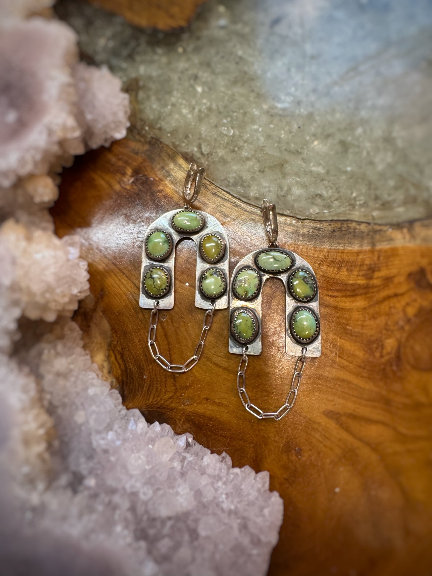Sonoran gold turquoise with patina statement earrings