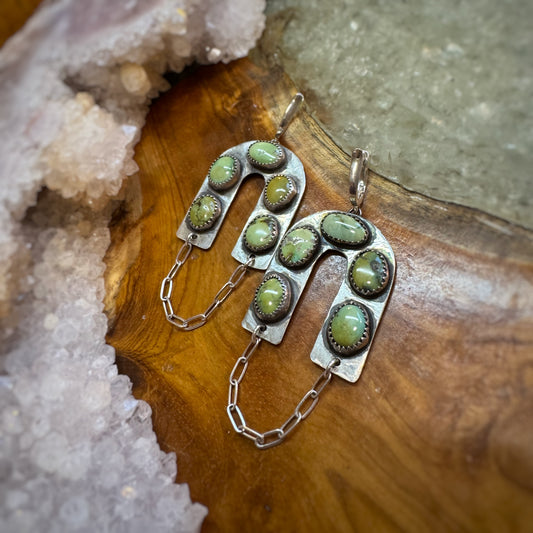 Sonoran gold turquoise with patina statement earrings