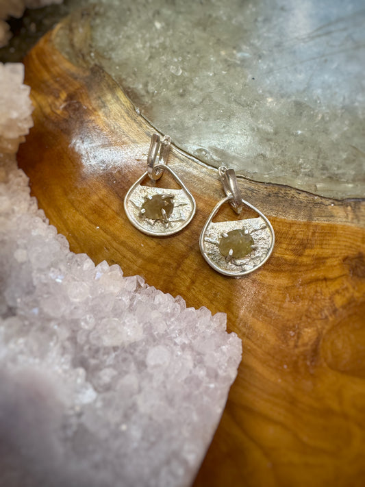 Rose cut yellow sapphire earrings