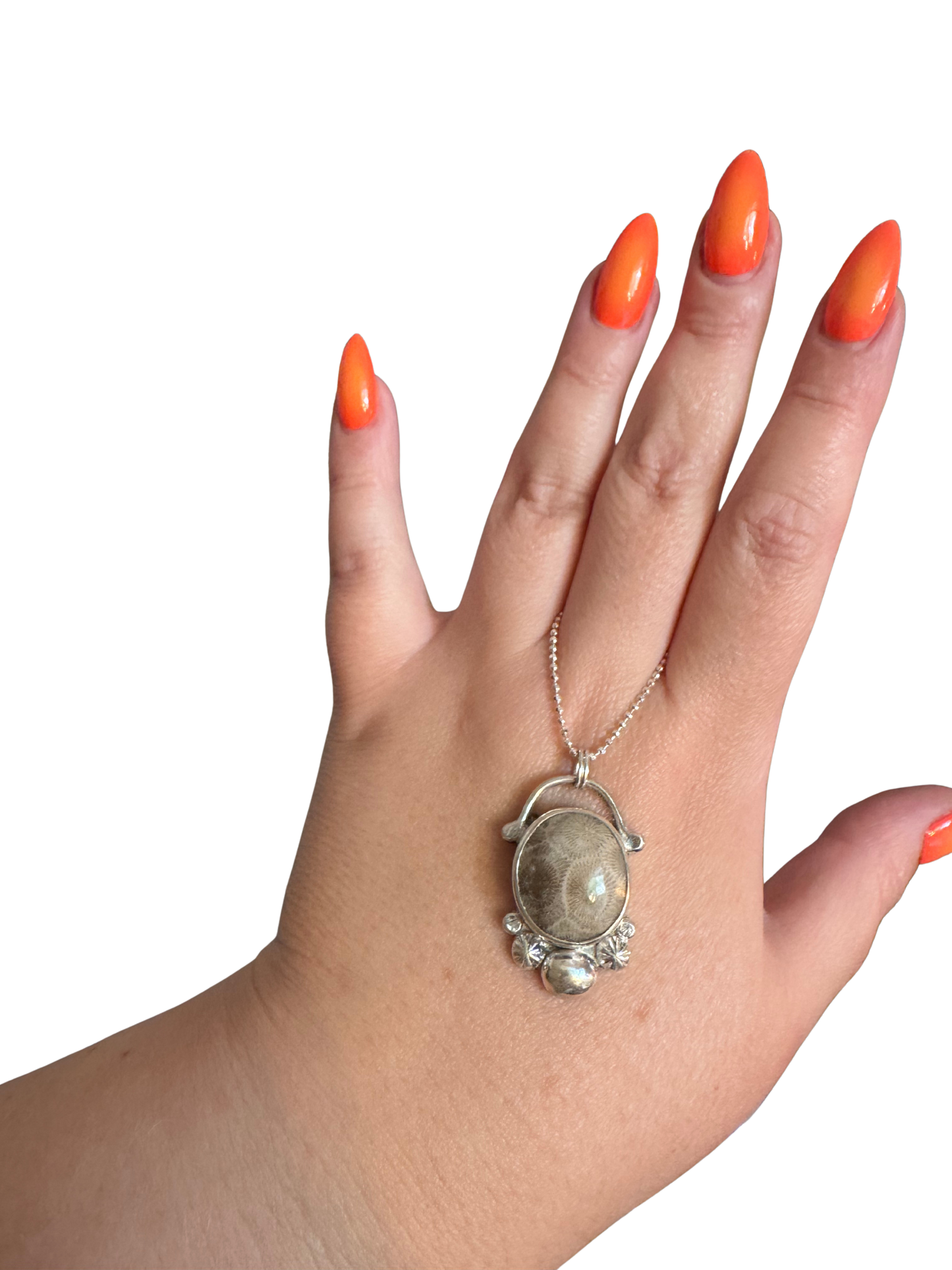 Petoskey stone pendant necklace on sterling silver chain