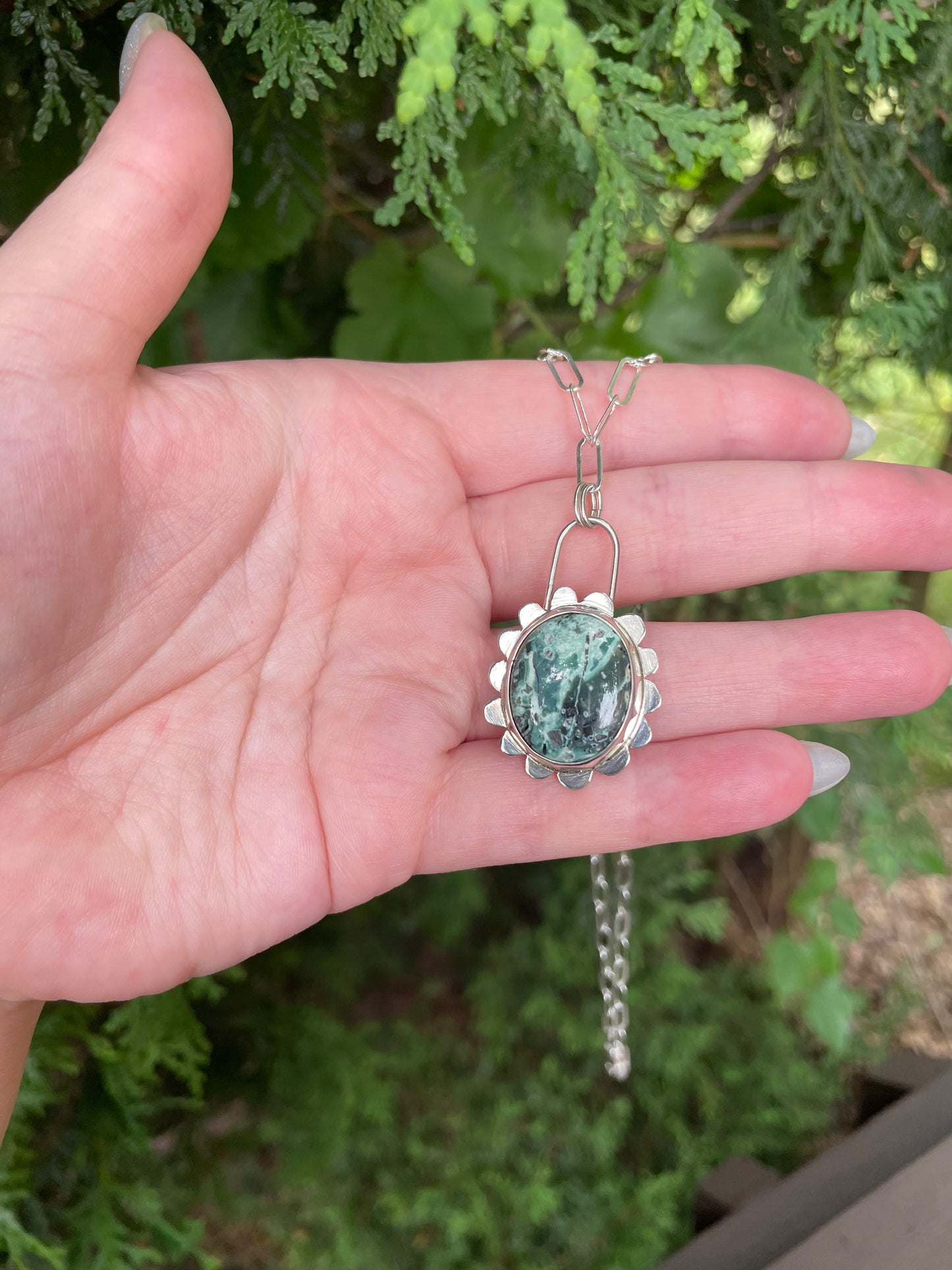 Mystic Sage Turquoise and Variscite Flower Necklace