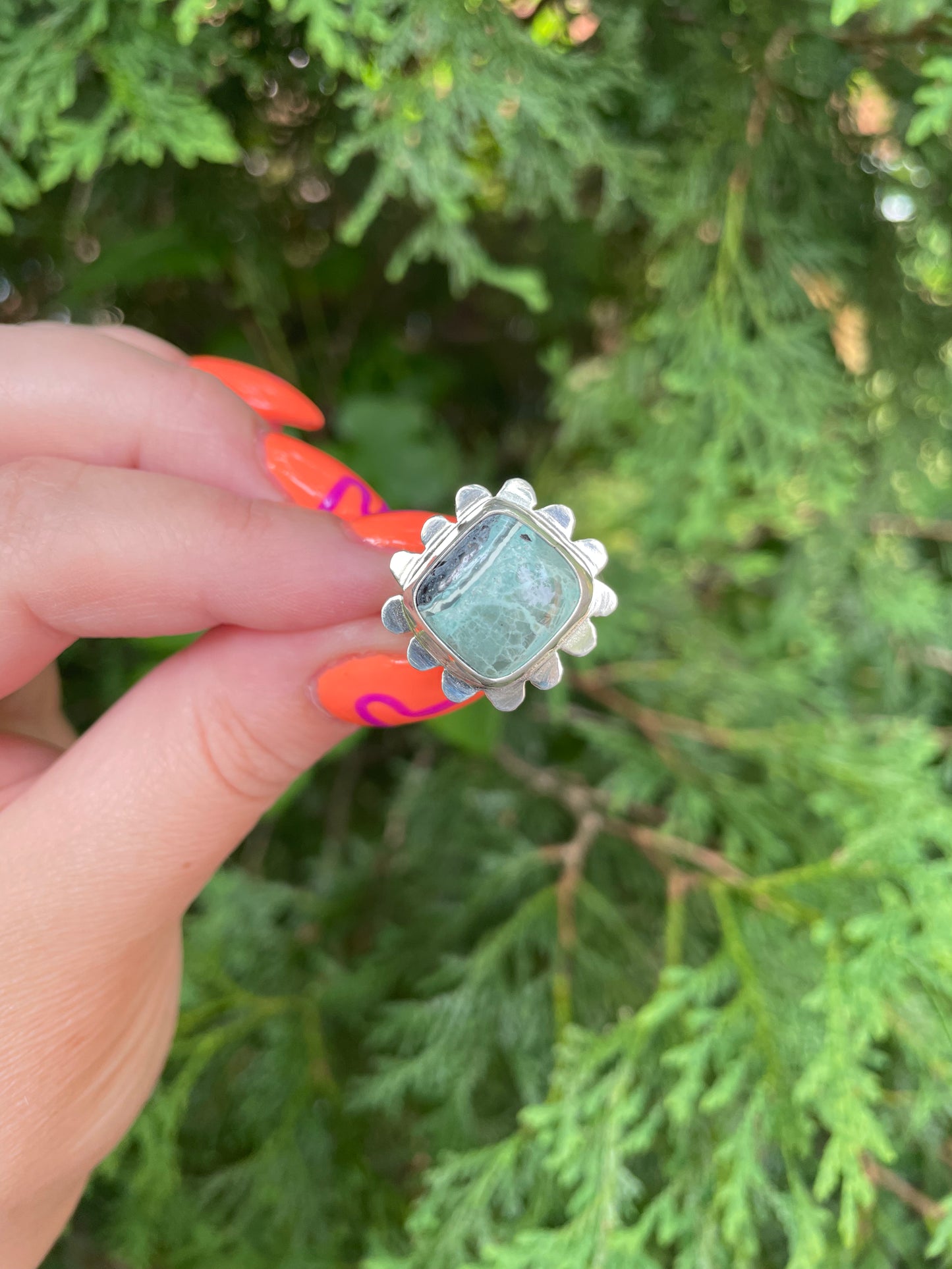 Mystic Sage Turquoise and Variscite, size 8.5 ring