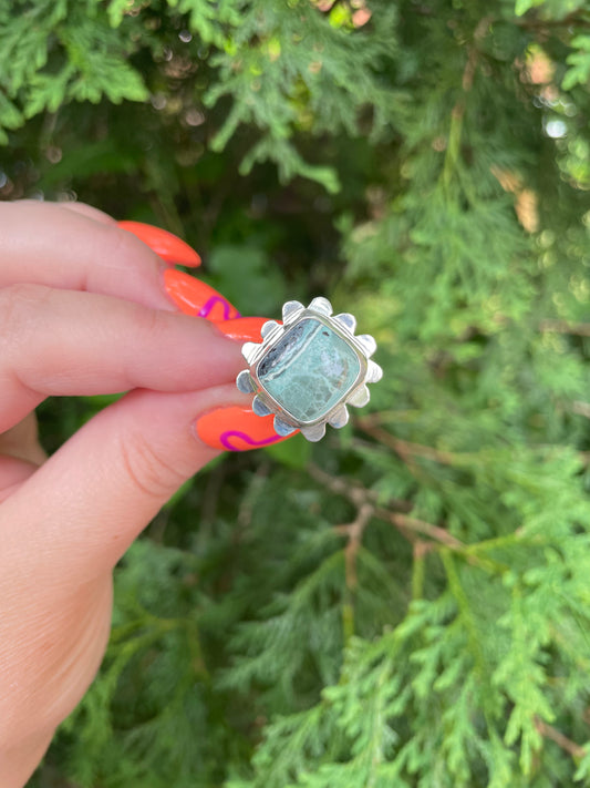 Mystic Sage Turquoise and Variscite, size 8.5 ring