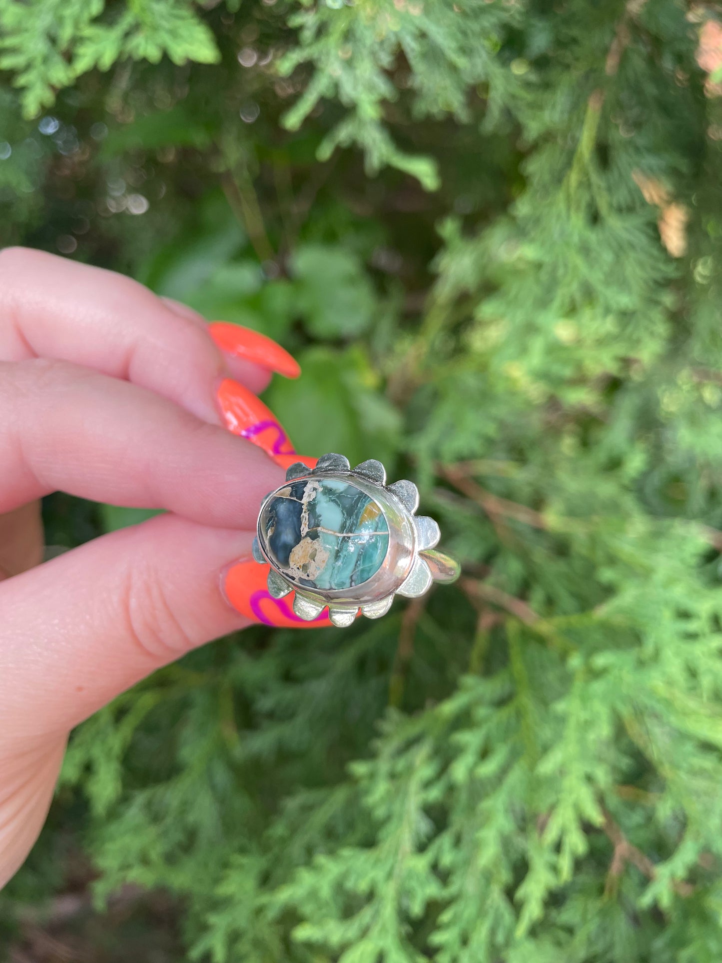 Mystic Sage Statement Ring, size 8.5