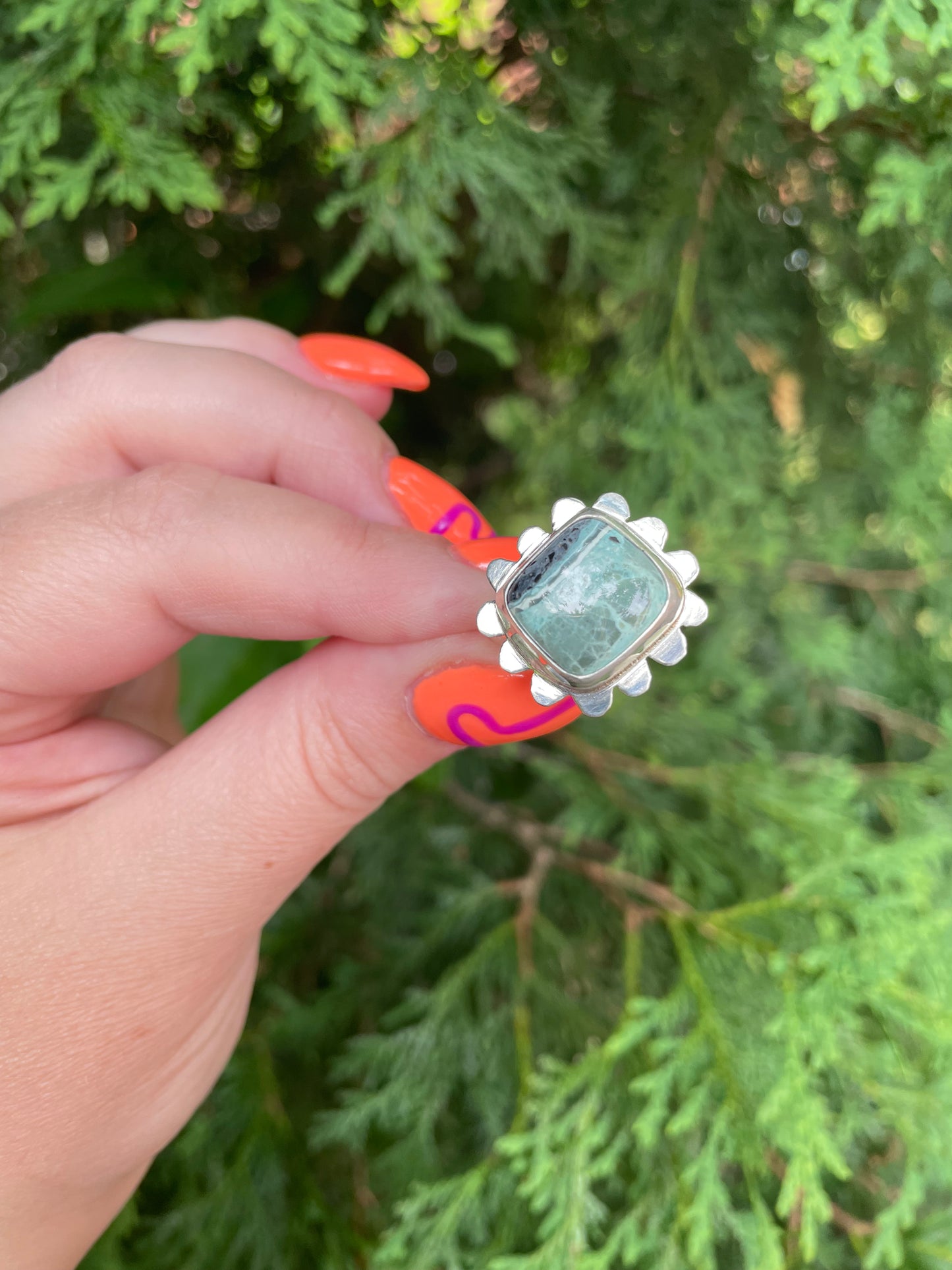 Mystic Sage Turquoise and Variscite, size 8.5 ring