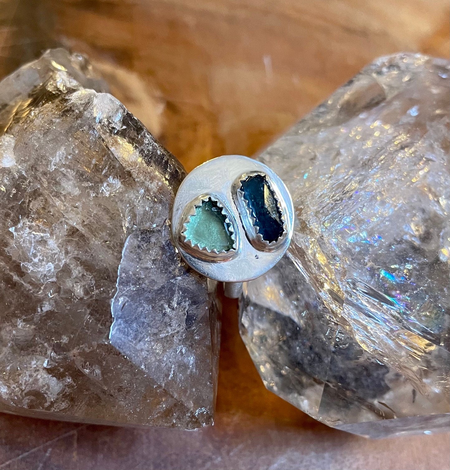 Handmade unique tourmaline ring size 7.75