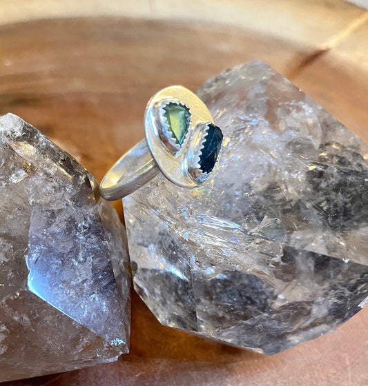 Handmade unique tourmaline ring size 7.75