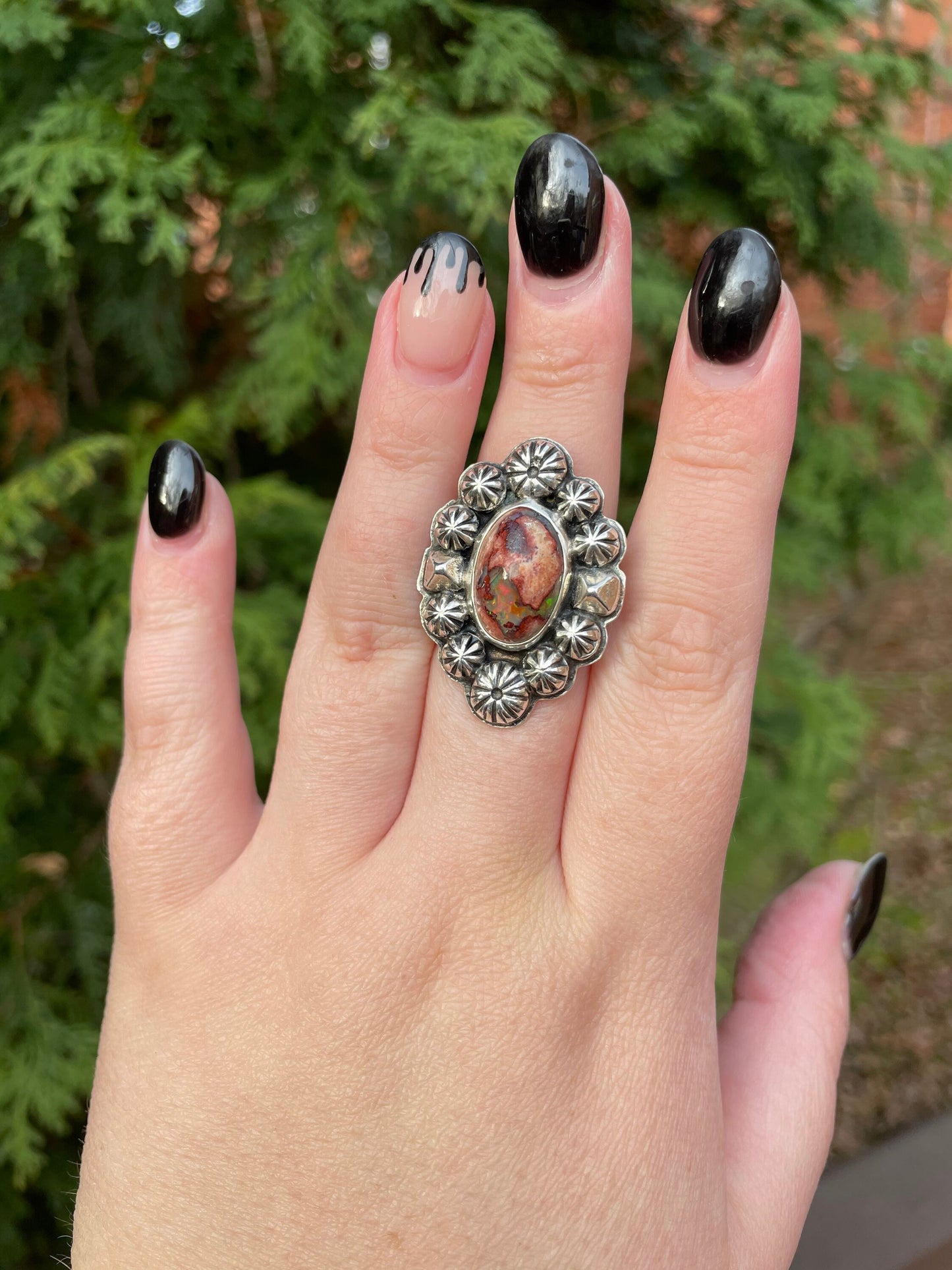 Magnificent handmade Mexican Fire Opal Sterling Silver Ring