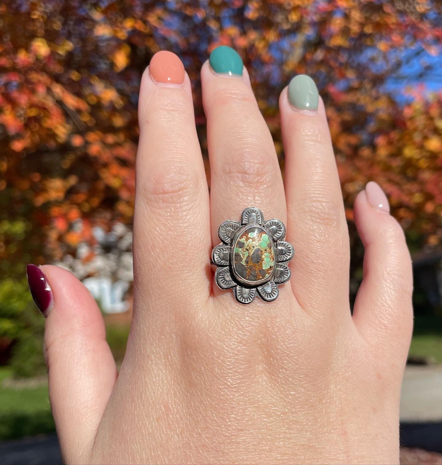 Unique turquoise ring size 9.75
