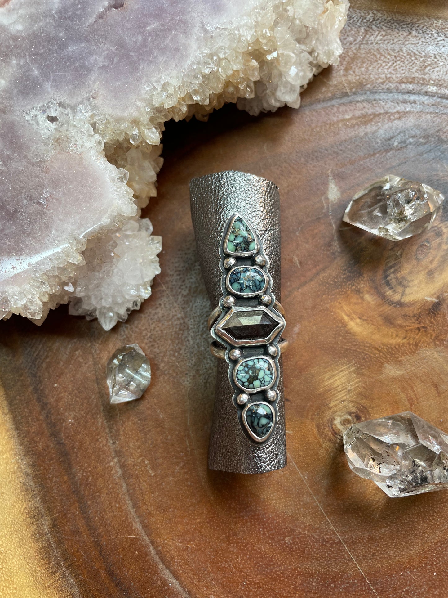 Gray Sapphire and New Lander Variscite ring size size 7