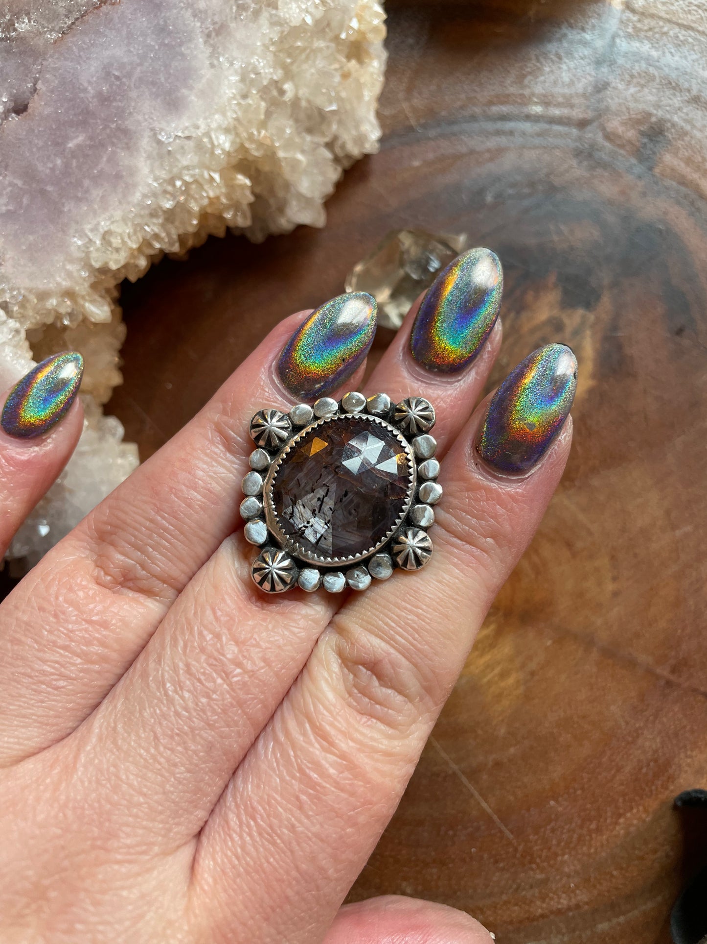 Luxurious sapphire statement ring, size 6.25