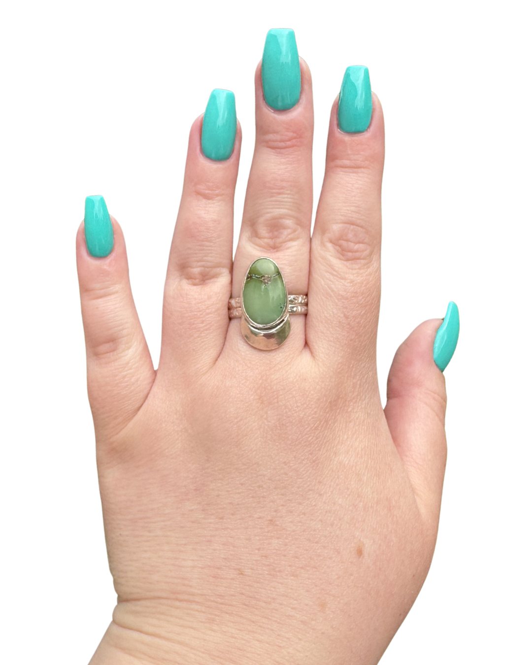 Green turquoise ring size 11