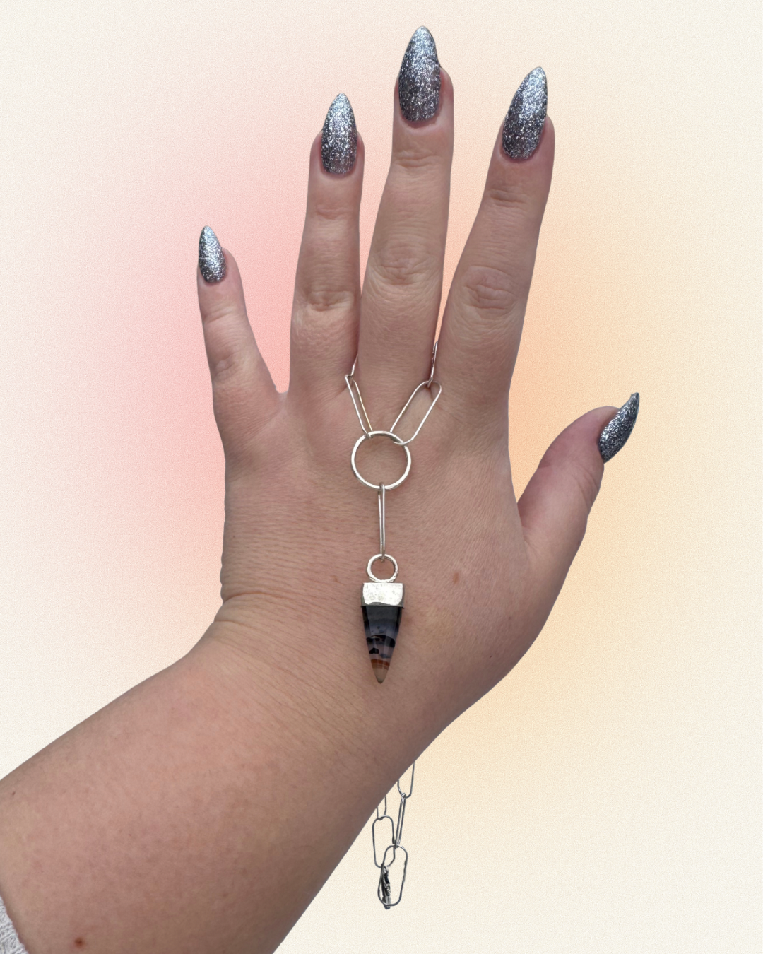 Montana agate sterling silver lariat style necklace