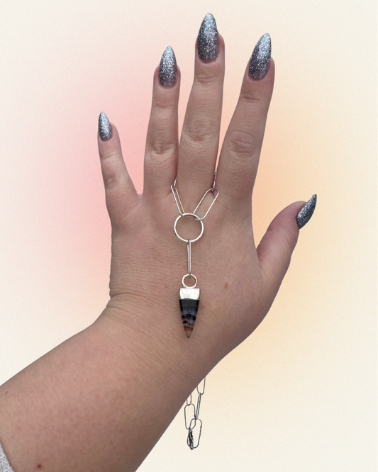 Montana agate sterling silver lariat style necklace