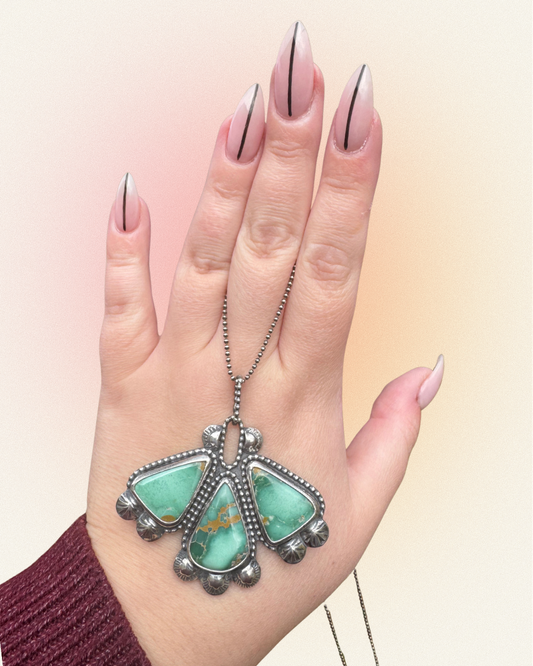 Southwest style statement broken arrow variscite necklace