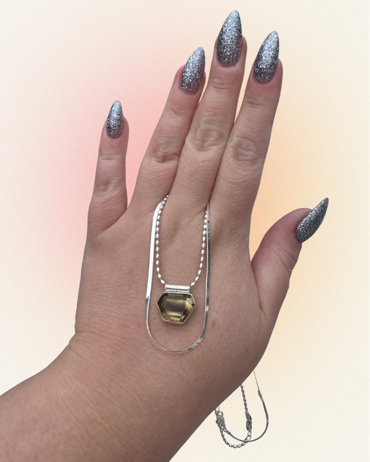 Phantom Smokey quartz sterling silver necklace pair