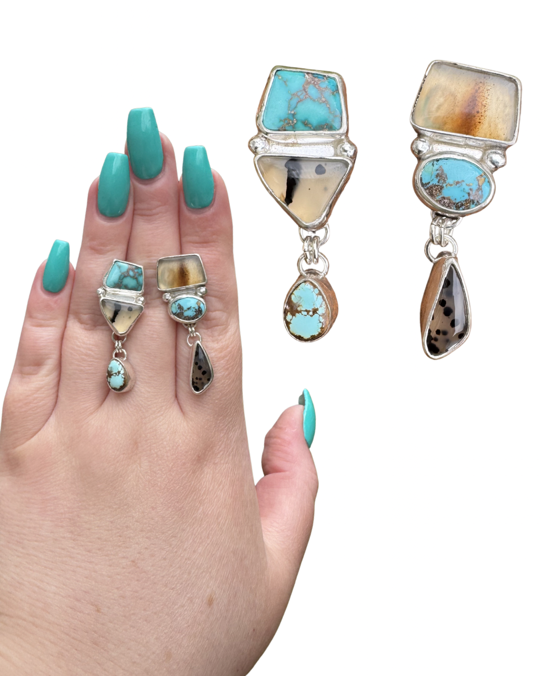 Montana Agate and Royston Turquoise Post/Dangle Earrings