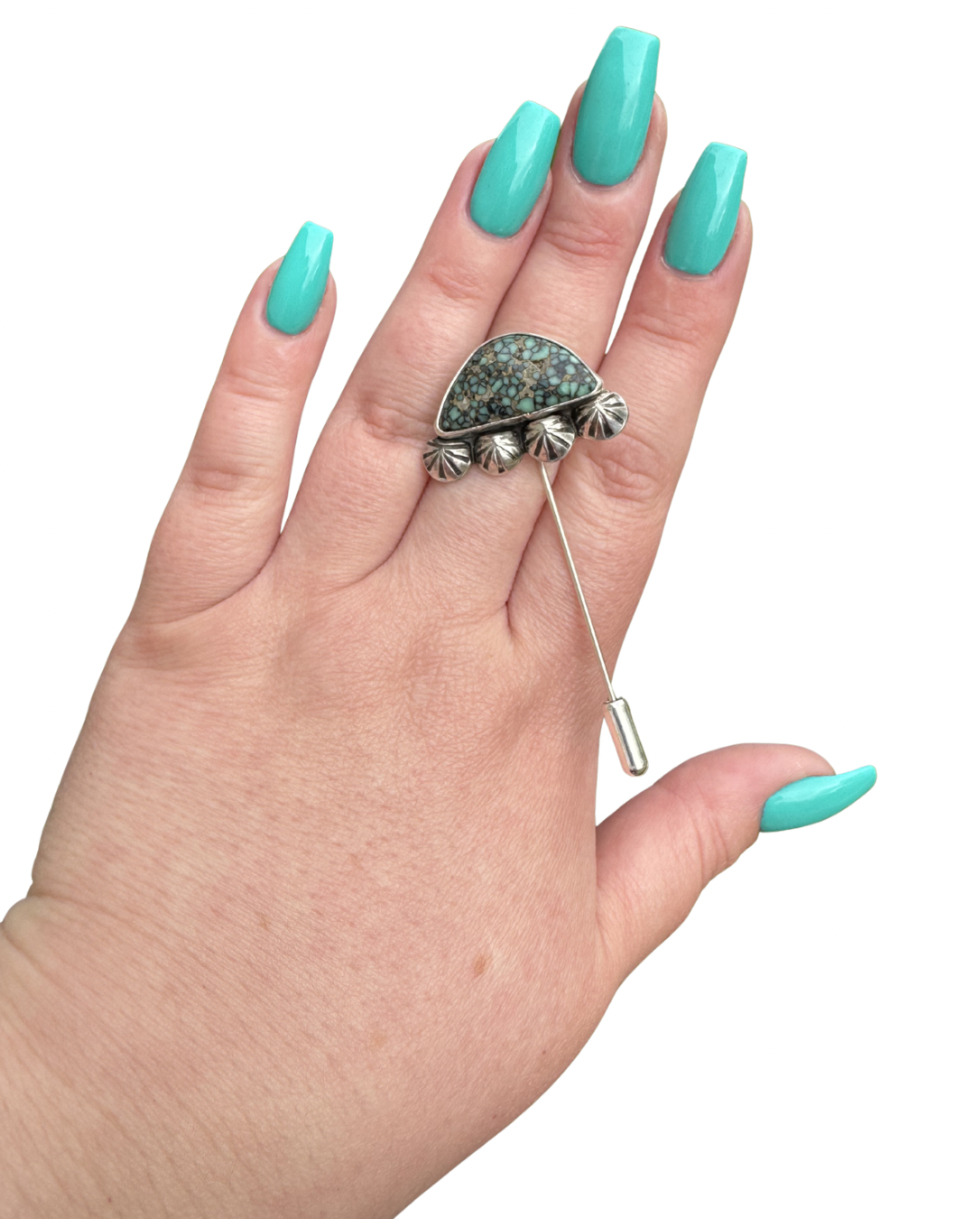 Sterling silver Blue Boy Variscite Hat Pin
