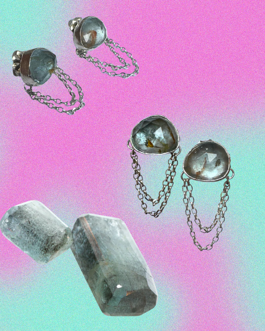 Bold moss aquamarine stud earrings