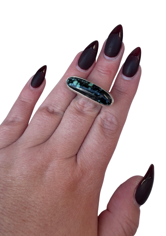 Horizontal Variscite Stayement Ring Size 6.5