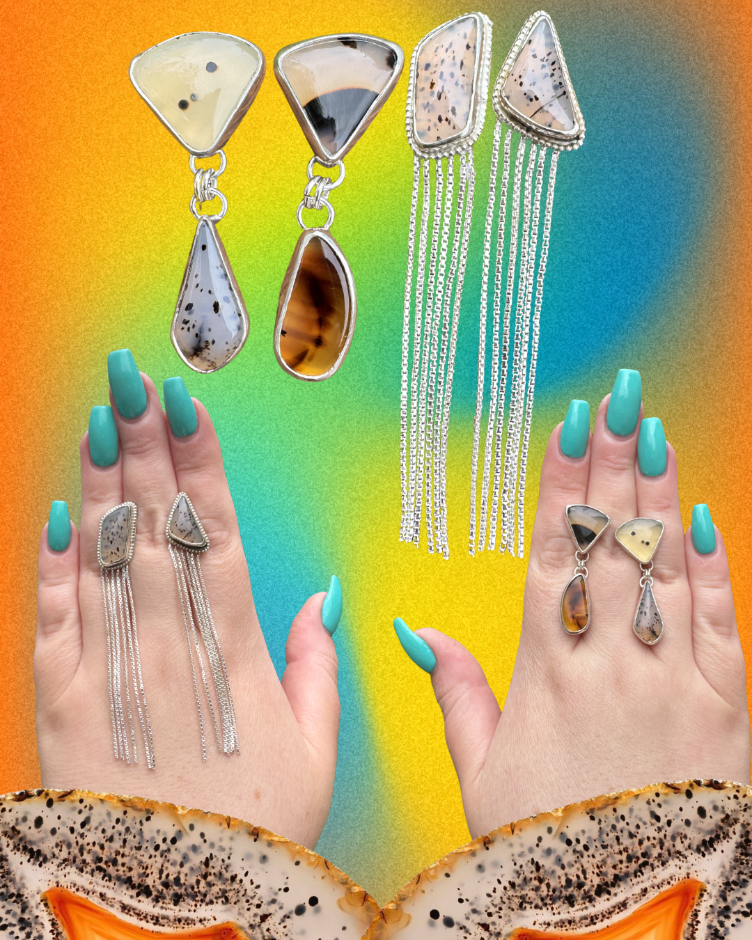 Montana Agate Post/Dangle Earrings