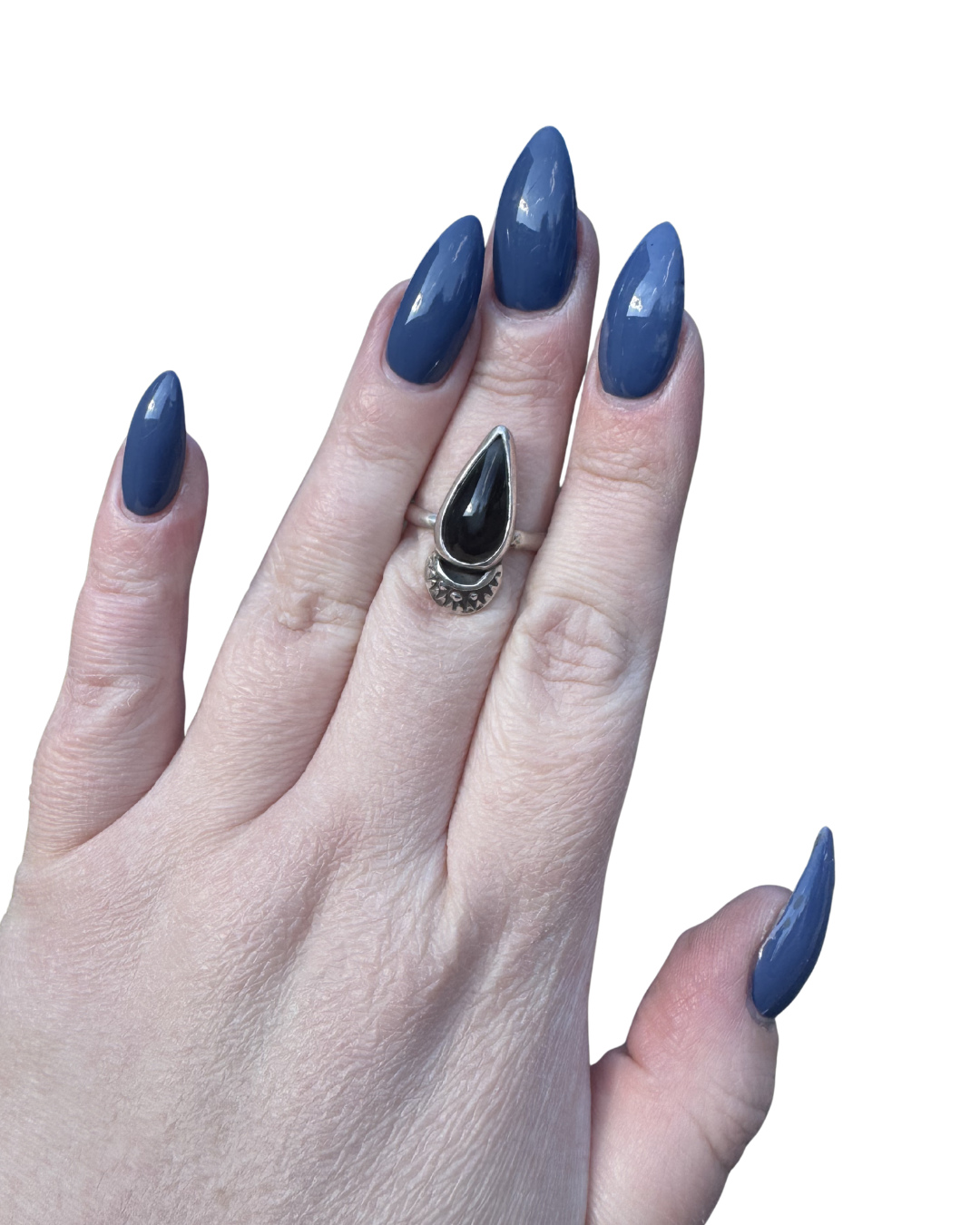 Black Rainbow Obsidian Ring, Size 7.75