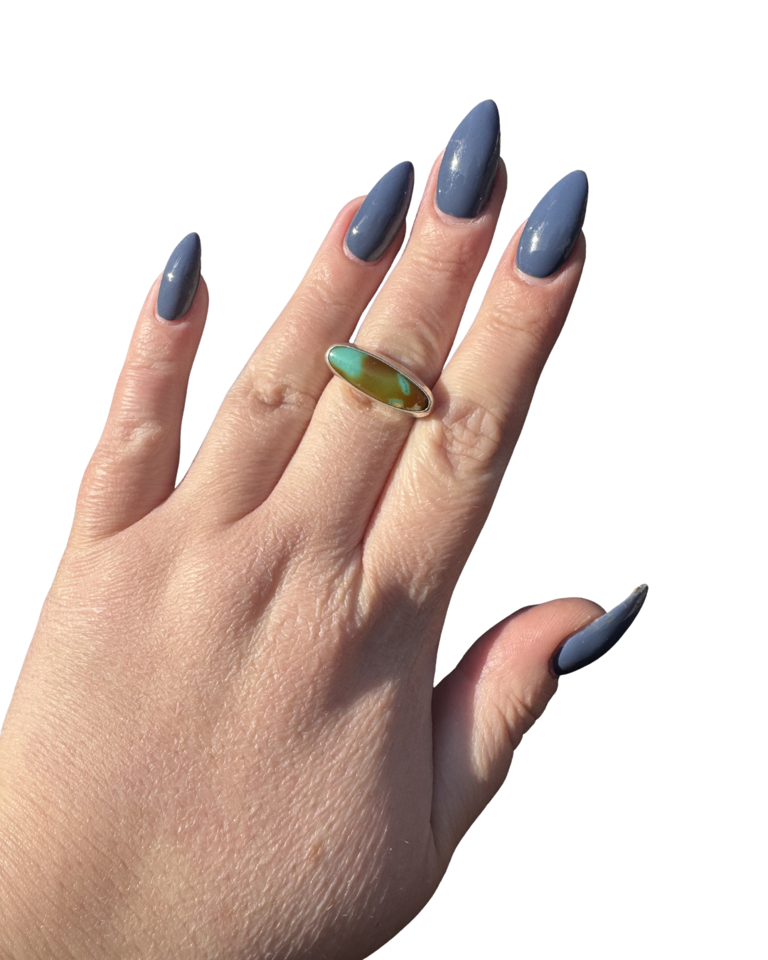 Horizontal Pilot Mountain Turquoise Ring Size 8
