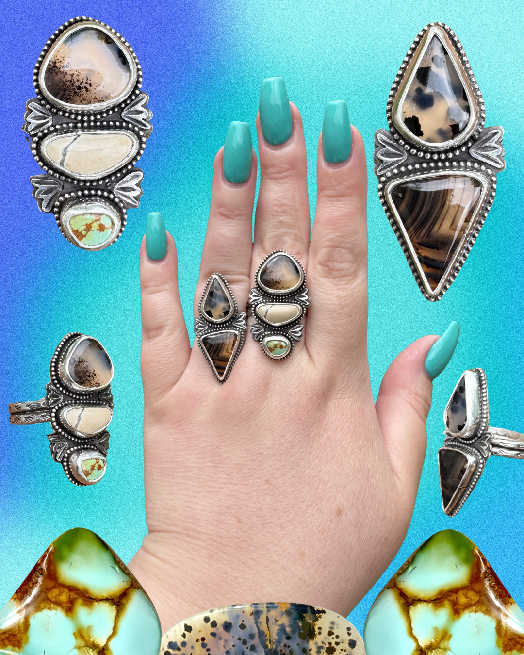 Montana Agate Statement Ring, size 8