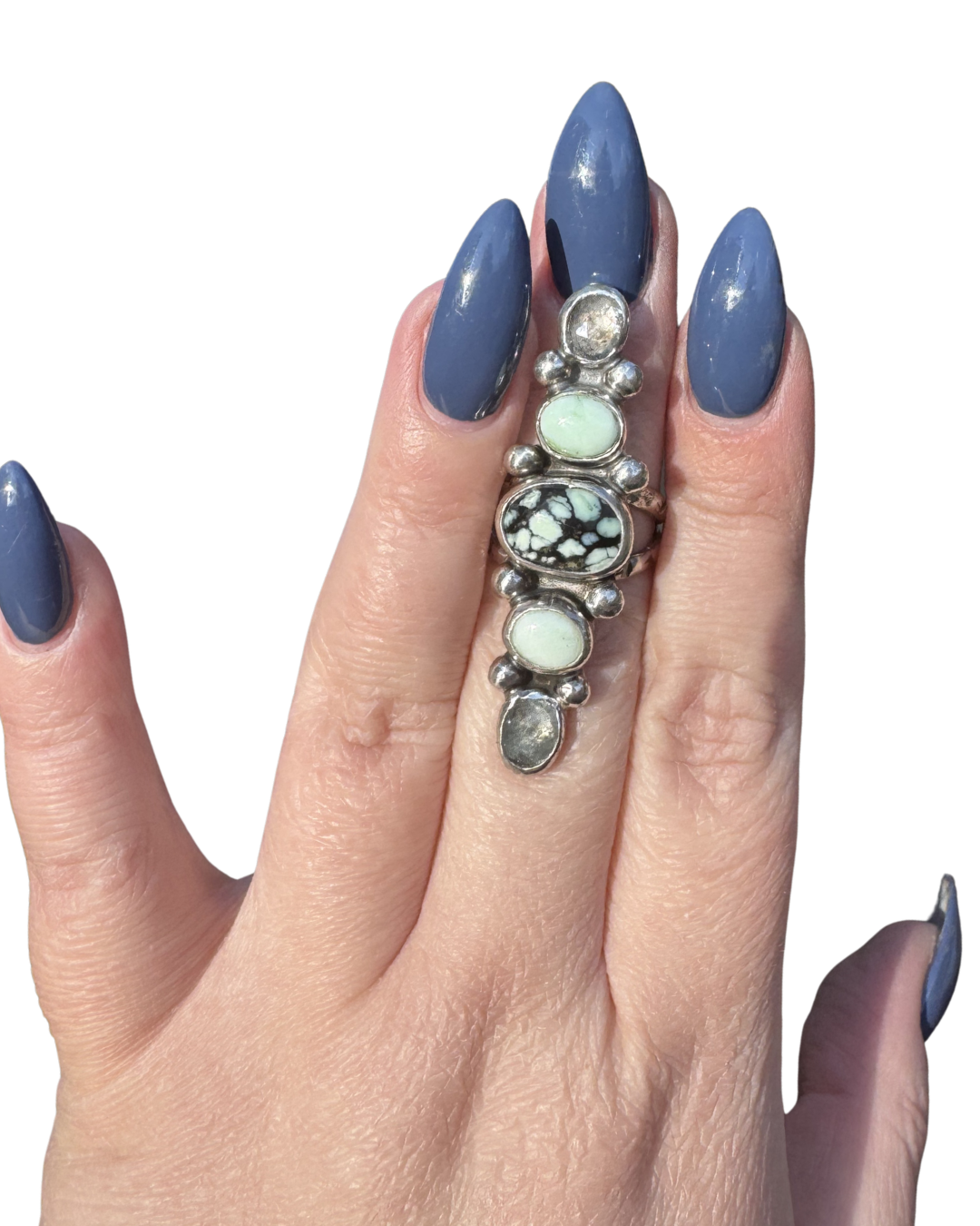 Variscite and Aquamarine Statement Ring Size 6.25-6.5