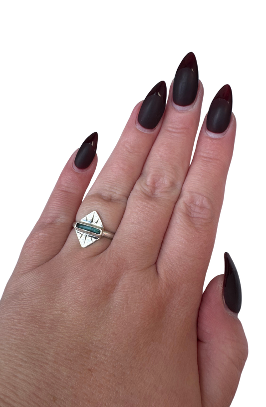 Gorgeous Blue Tourmaline Ring Size 8.25