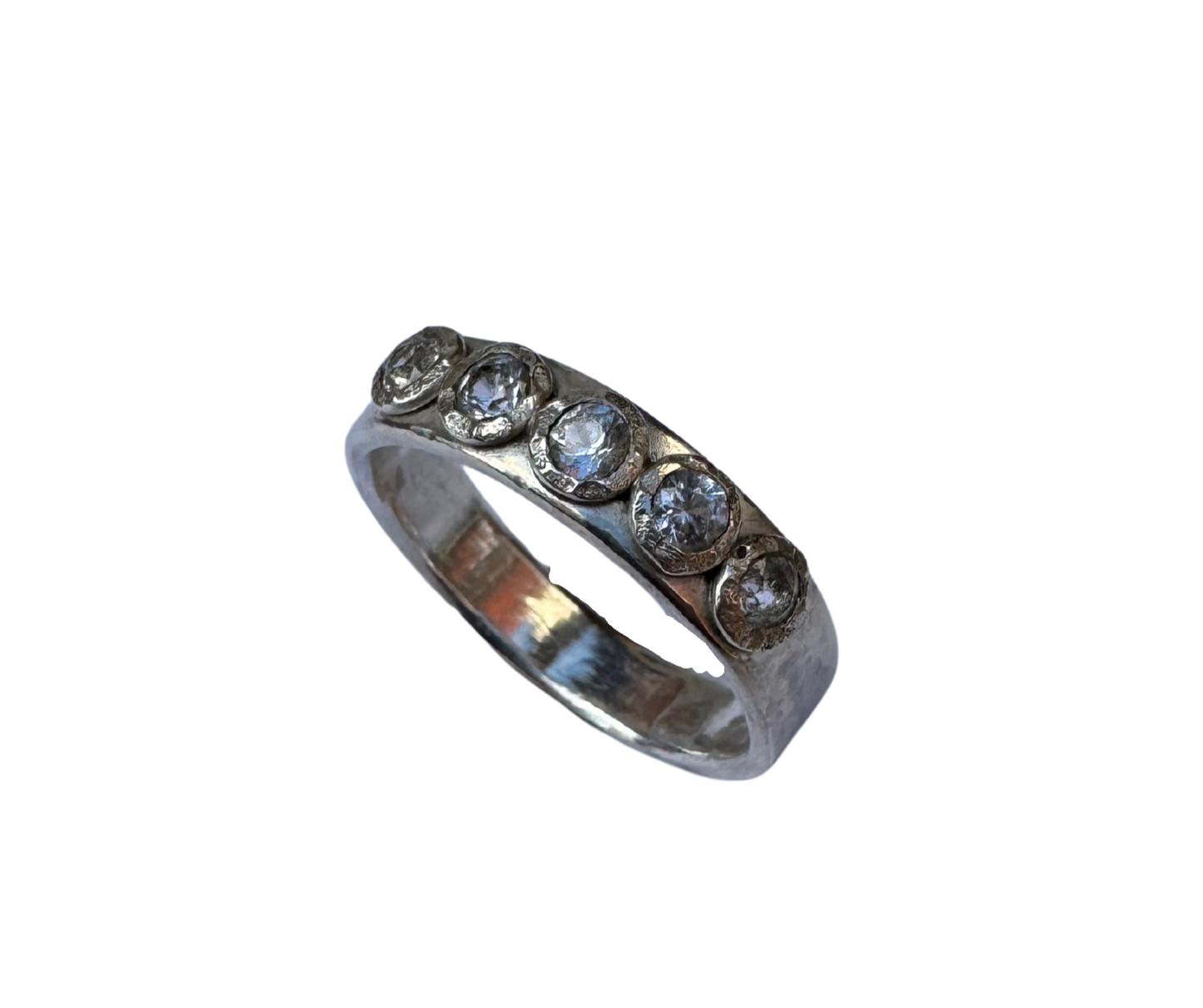 Lab grown white sapphire ring, 9.5