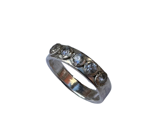 Lab grown white sapphire ring, 9.5