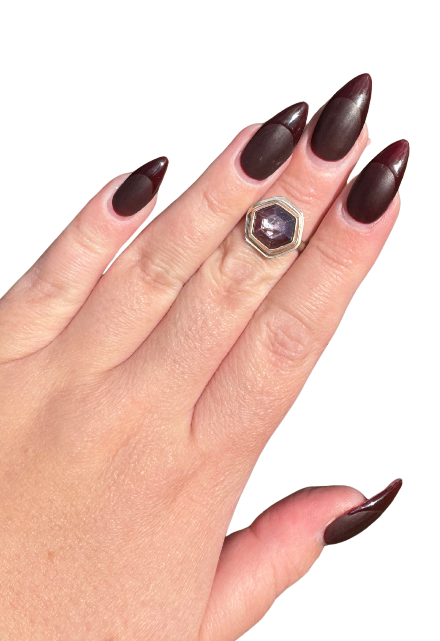 Dark Purple Hexagon Sapphire Ring Size 6