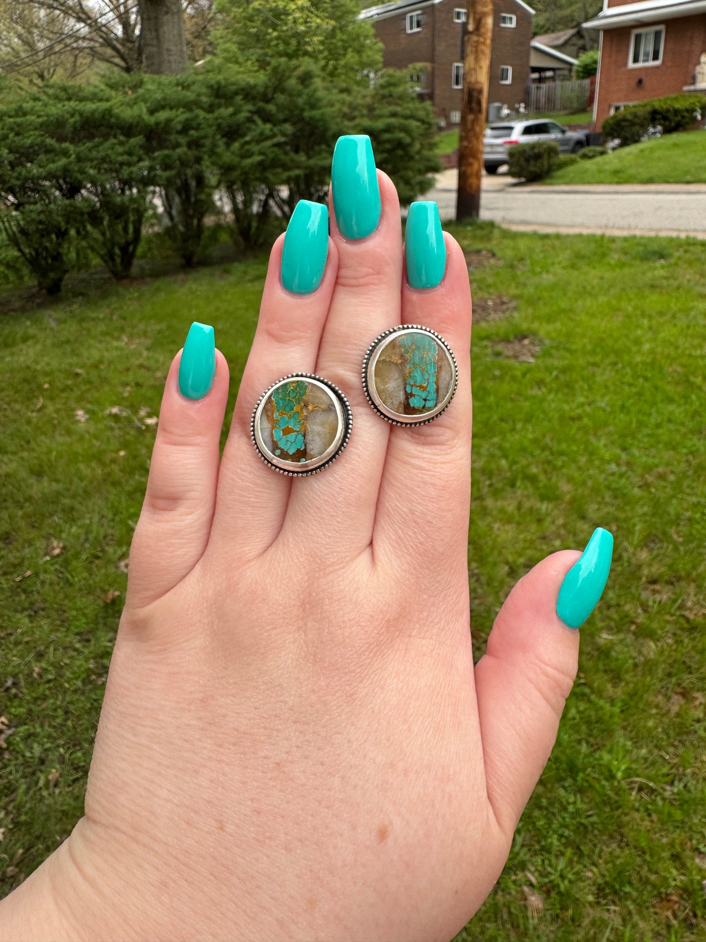 Stunning Royston Ribbon Turquoise Stud Earrings