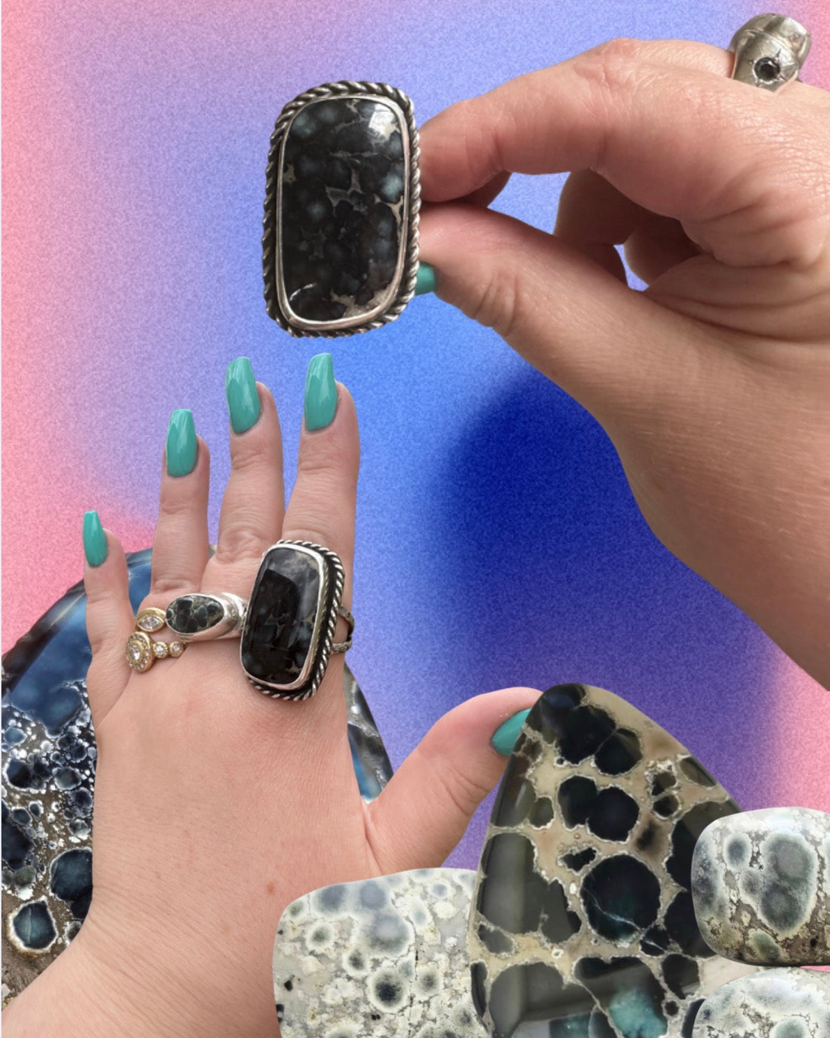 Antelope Hill Variscite Large Statement Ring Size 10
