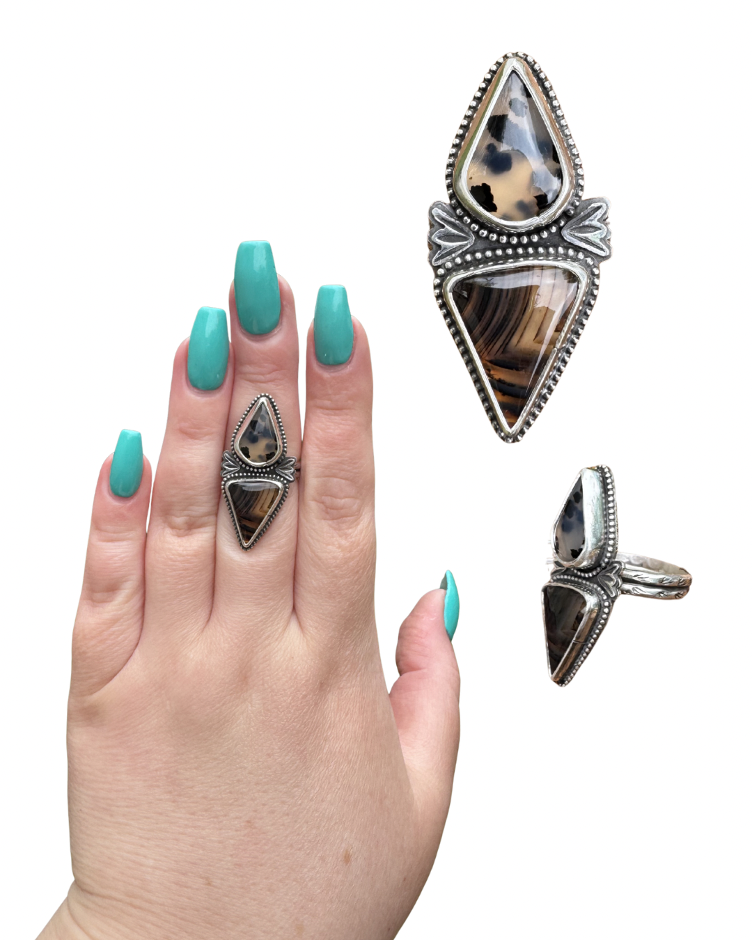 Montana Agate Statement Ring, size 8