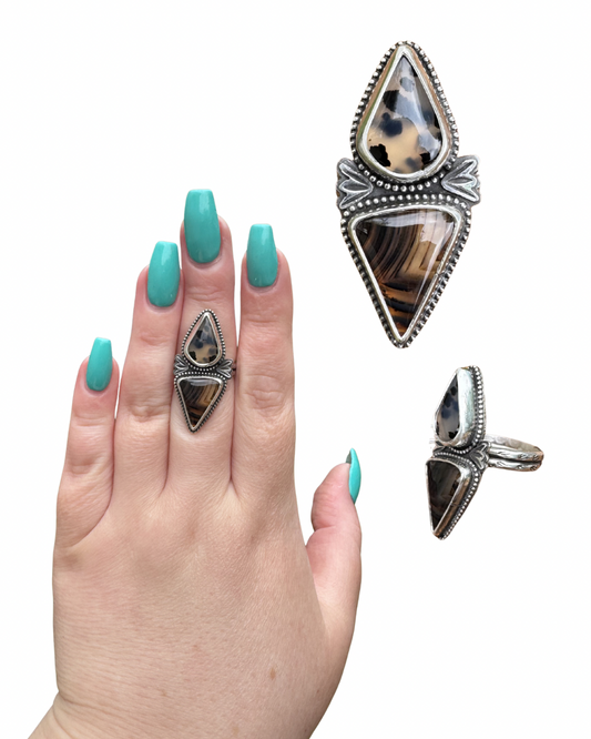 Montana Agate Statement Ring, size 8