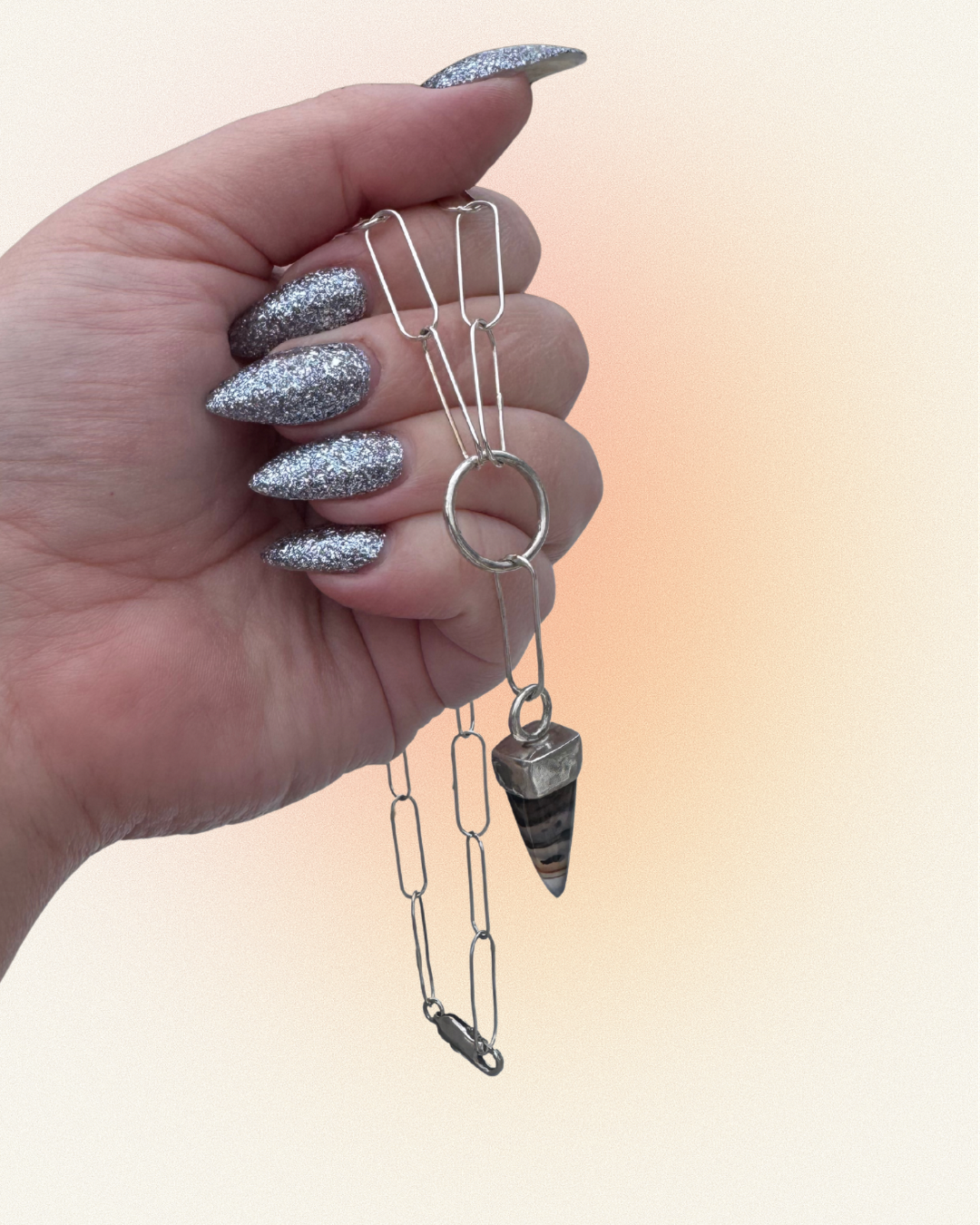 Montana agate sterling silver lariat style necklace