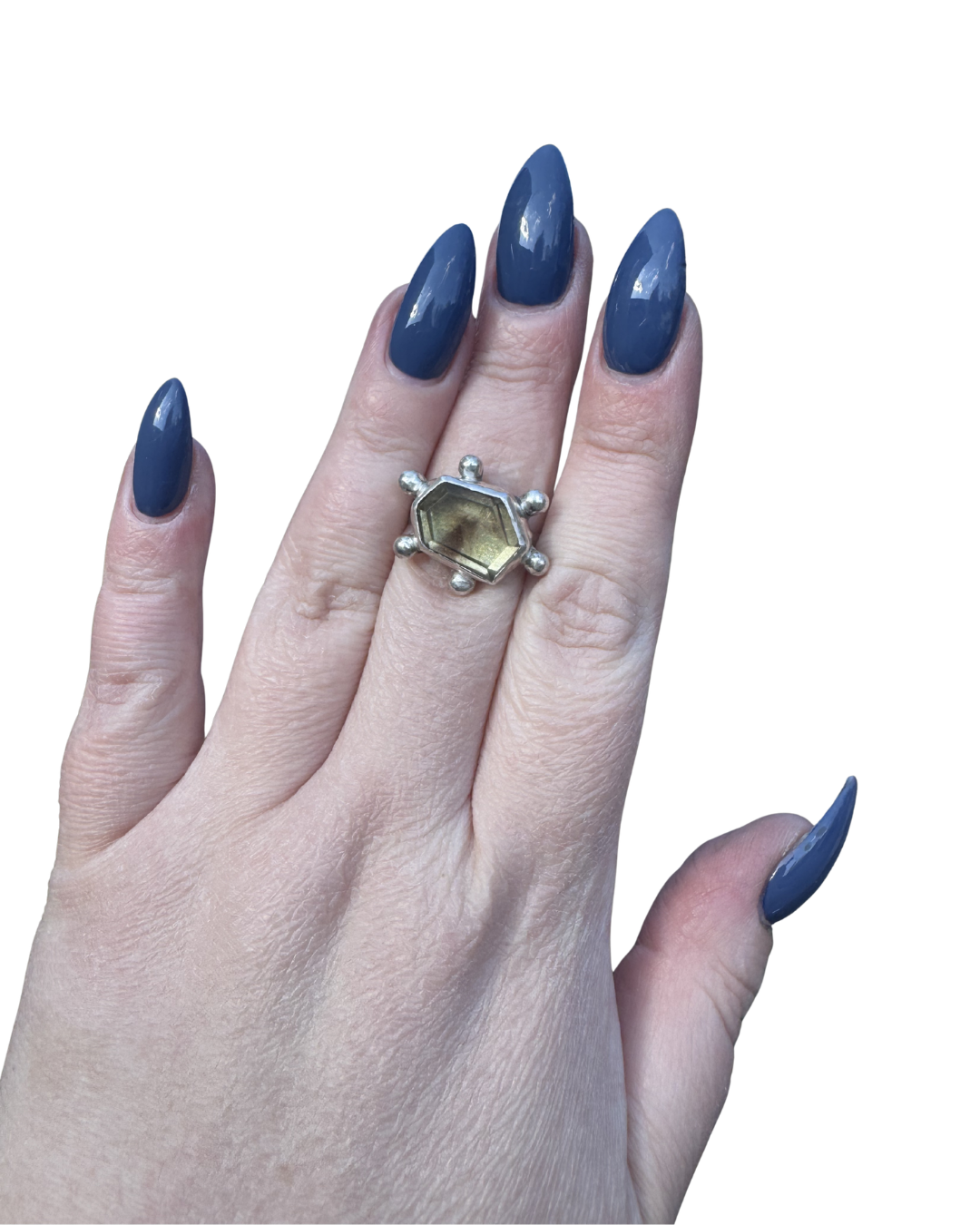 Smoky Phantom Quartz Ring, size 7.5