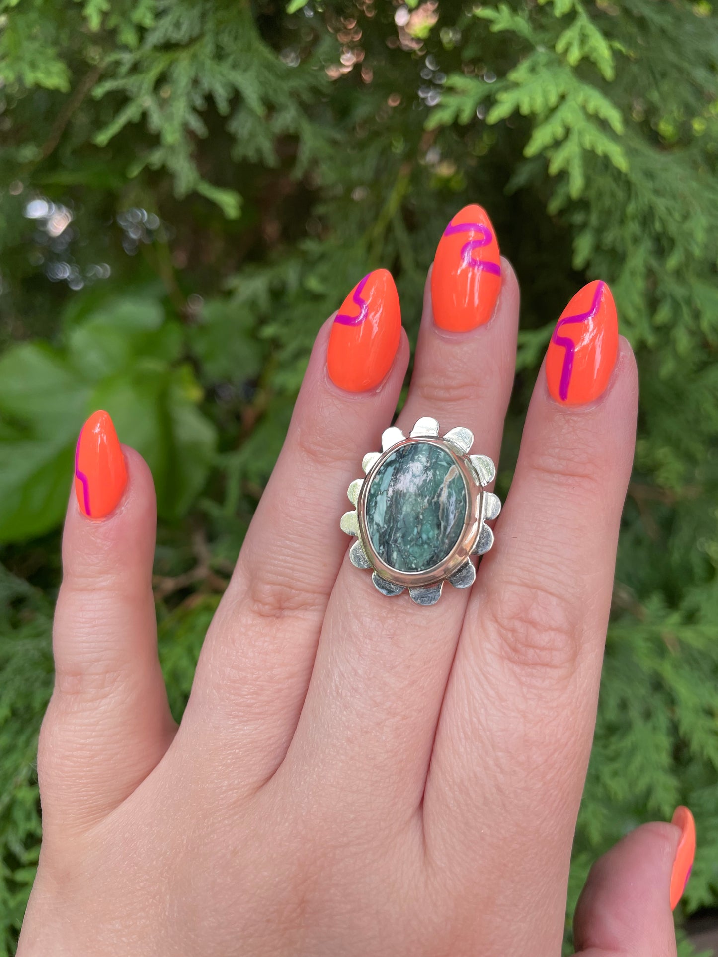 Mystic Sage Statement Ring, size 7.25-7.5