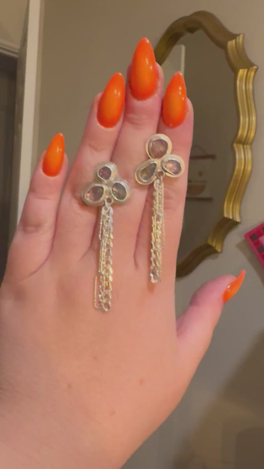 Sapphire cluster statement earrings