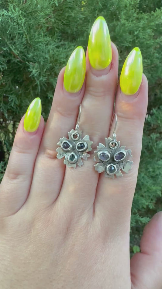 Spinel floral earrings