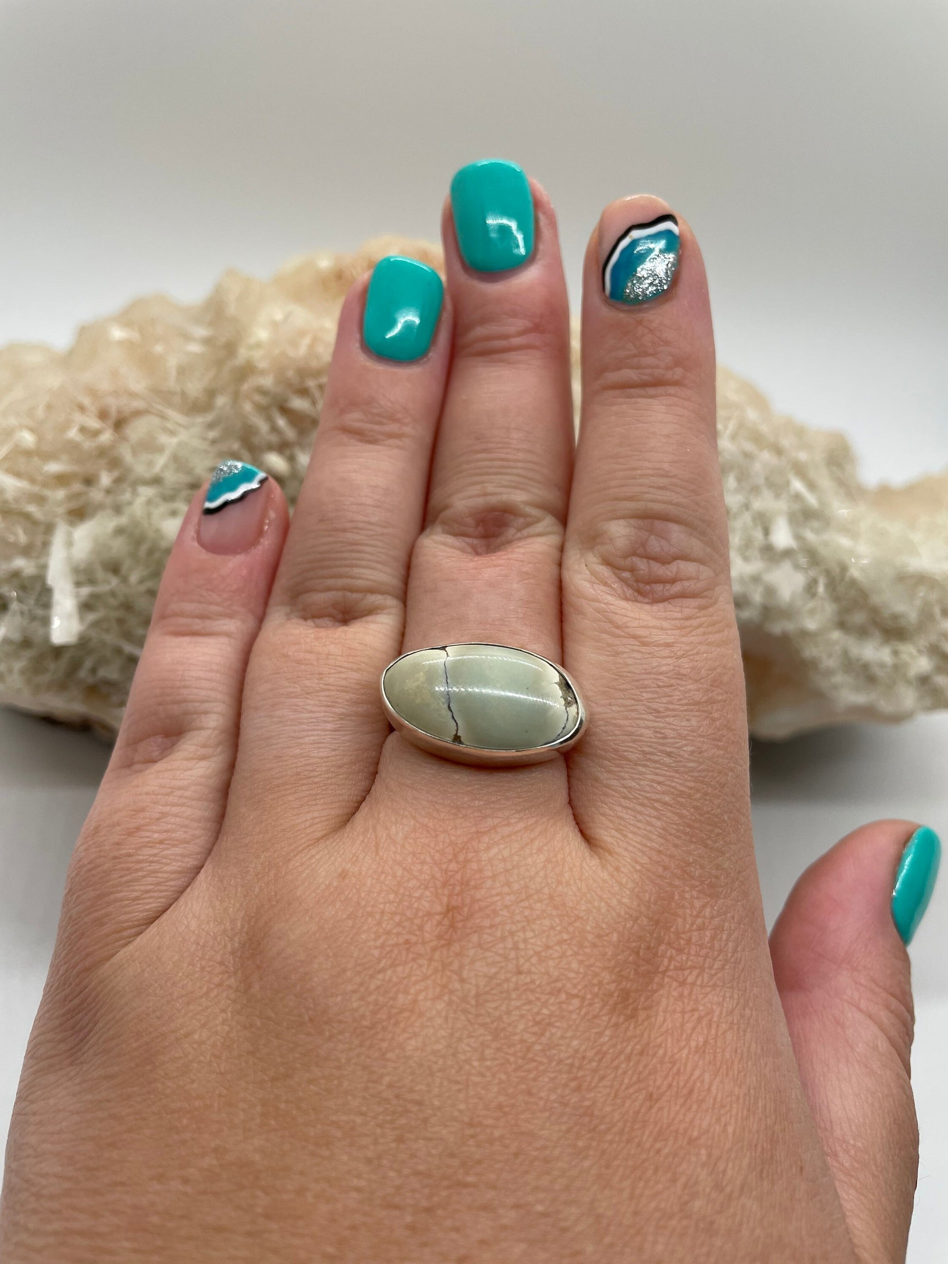 Handmade Ivory Creek Variscite Stunning statement Ring size 9.5