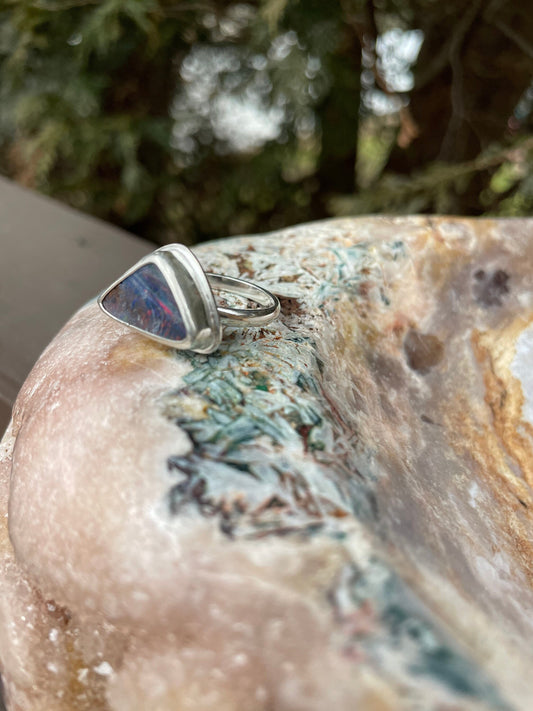 Handmade Boulder opal ring size 7