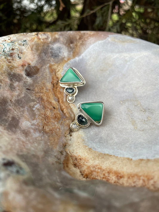 Australian variscite and sapphire statement post earrings